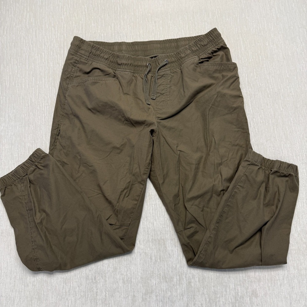 Eddie Bauer Jogger Pants Women 12 Olive Green Nylon Mid Rise Drawstring Outdoor